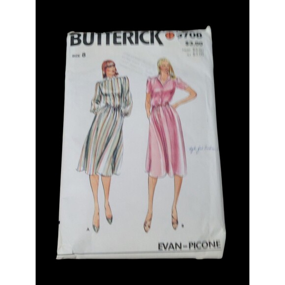 Vintage Misses Loose Fitting Dress Pattern Evan Picone Butterick 3708 Cut Size 8 - Picture 5 of 5